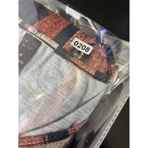 Emery Rose Women's Dress Casual M Brown Striped V-Neck Short Sleeve Stretch Boho - Picture 14 of 14